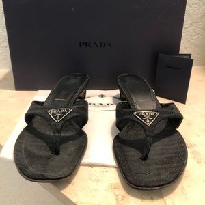 PRADA THONGS sz 35/5 black. W/box/dust bag.